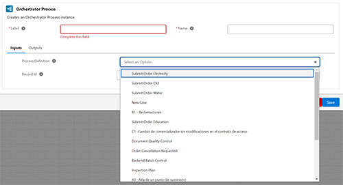 Orchestrator process action detail