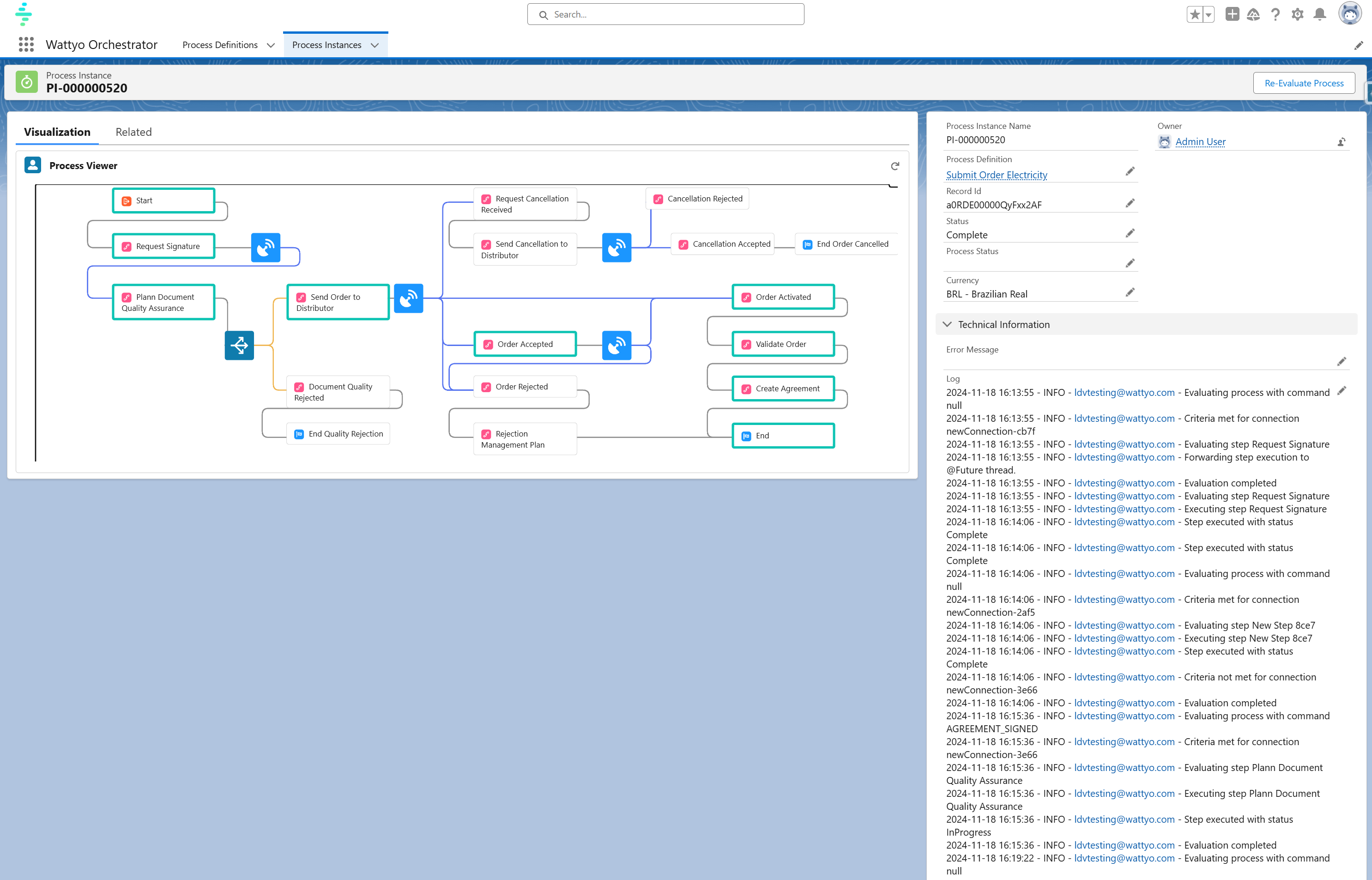 Process Instance general view